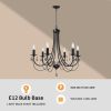 Black Crystal Chandeliers, 6 Lights Farmhouse Crystals Chandelier for Dining Room