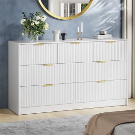 7 Drawer Dresser For Bedroom, Wood Storage Cabinet With Metal Handles, Modern Closet Of Drawers for Living Room (Color: White)