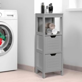 1PC Lockers multifunction Bathroom Wooden Floor Cabinet Organizer  with Storage Rack (Color: Gray)