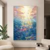 Hand Painted Oil Painting Abstract Underwater Oil Painting on Canvas Original Colorful Ocean Painting Bedroom Home Decor Custom Sunshine Painting Mode