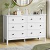 6 Drawer Dresser For Bedroom, Wood Storage Cabinet With Black Handles, Modern Closet Of Drawers for Living Room