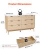 VEVOR 6 Fluted Drawer Dresser, Wooden Chest of Drawers with Sliding & Anti-tip Device, Modern Minimalist Dresser Chest