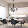 Black Crystal Chandeliers, 6 Lights Farmhouse Crystals Chandelier for Dining Room