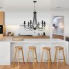Black Crystal Chandeliers, 6 Lights Farmhouse Crystals Chandelier for Dining Room