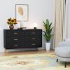 6 Drawer Dresser For Bedroom, Storage Cabinet With Golden Handles, Modern Closet Of Drawers For Living Room
