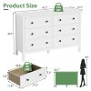6 Drawer Dresser For Bedroom, Wood Storage Cabinet With Black Handles, Modern Closet Of Drawers for Living Room