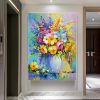 Oil Painting Hand Painted Vertical Abstract Floral / Botanical Modern Luxurious corridor living room bedroom decoration painting