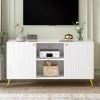 Modern TV Stand for TVs up to 55 Inches,Entertainment Center Media Console,Adjustable Shelf,Metal Legs,Handles and Anti-tip Device for Living room